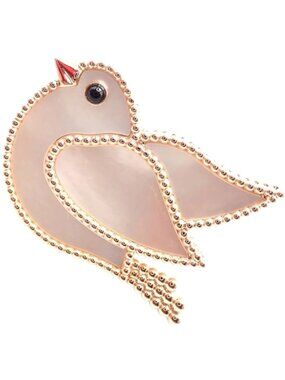 Van Cleef & Arpels Lucky Animals Dove 18k Rose Gold MOP Onyx Brooch Cert.